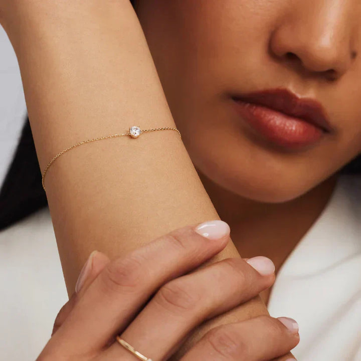 Pulseira Cléa com Pedras | Ouro Branco