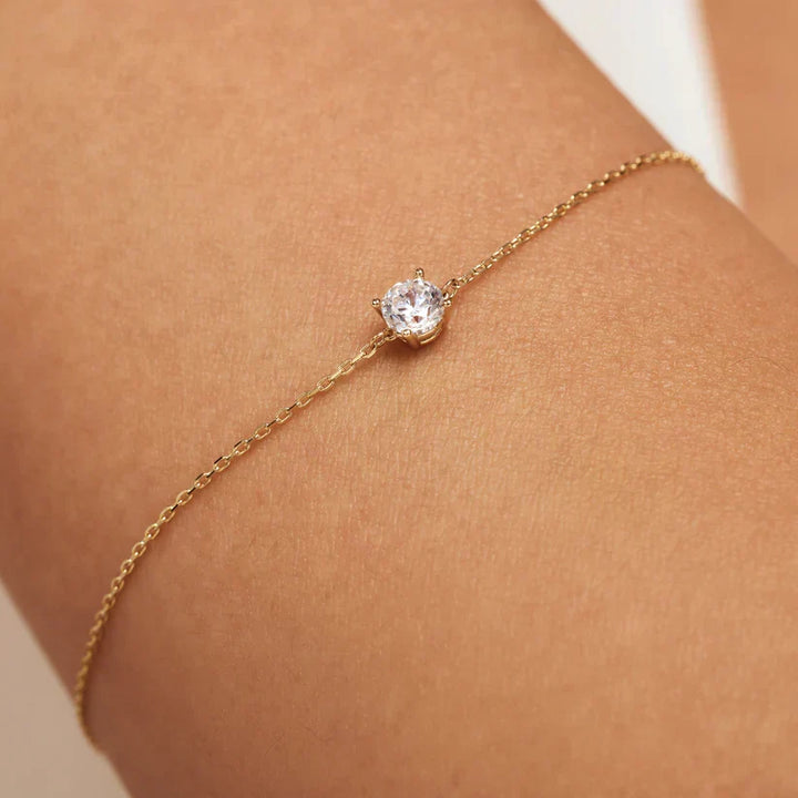 Pulseira Cléa com Pedras | Ouro Branco