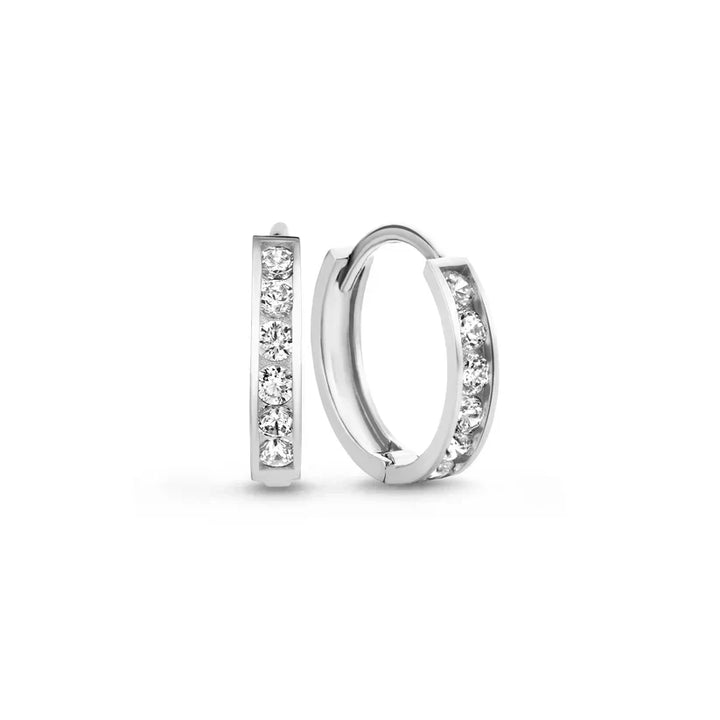 Conjunto de Brincos Dara Brillane com Pedras | Ouro Branco
