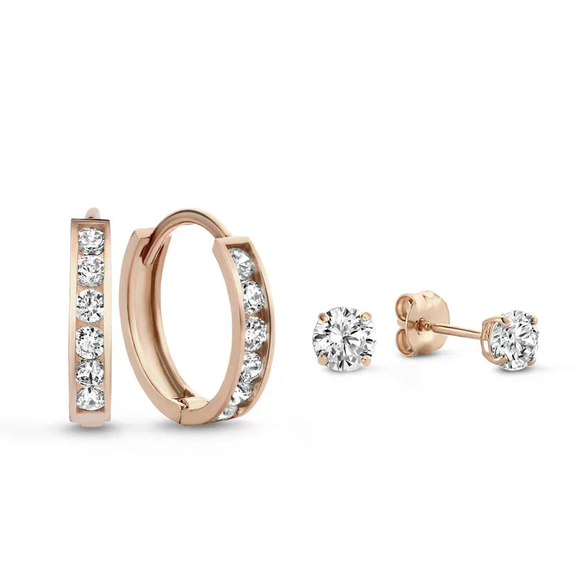 Conjunto de Brincos Dara Brillane com Pedras | Ouro