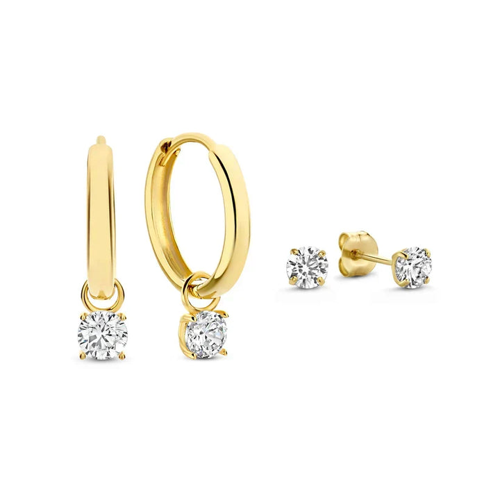 Conjunto de Brincos Larmes de Lune com Pedras | Ouro