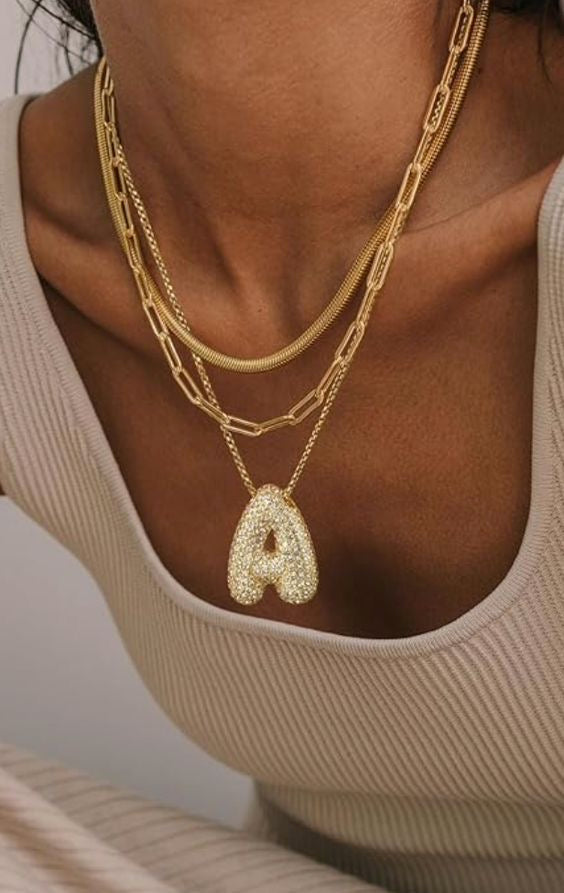 Colar com Inicial em Bolha | Ouro