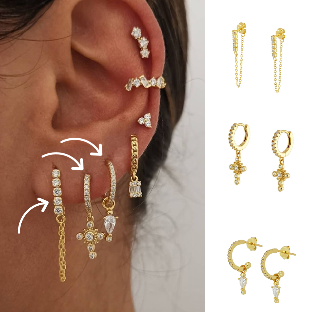 Conjunto de Brincos Amalfi, Aço 316L