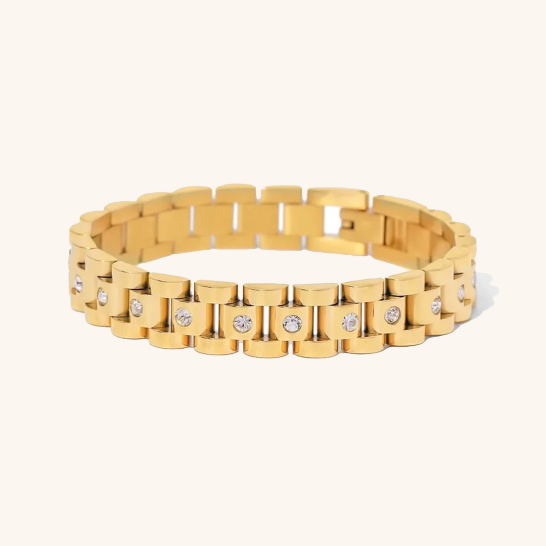Pulseira Dourada em Estilo Bracelete de Relógio