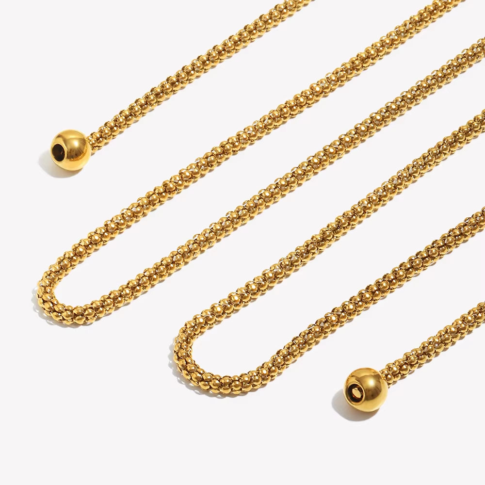Colar Lariat de Corrente Dupla com Bolinhas