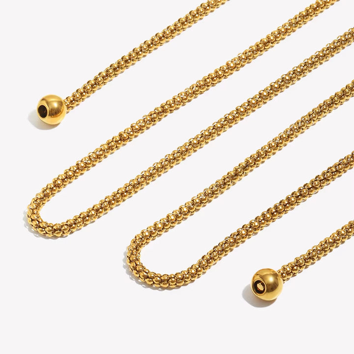 Colar Lariat de Corrente Dupla com Bolinhas