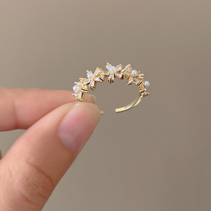 Anel Floral Cecilia com Pérola