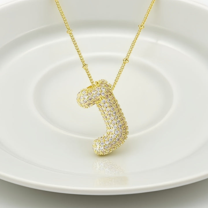 Colar Brilhante com Inicial Bubble A–Z