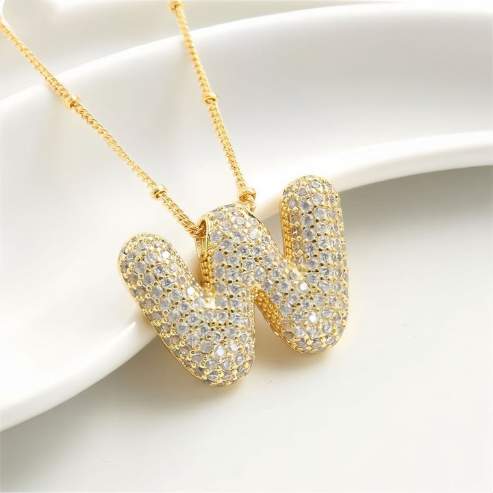 Colar Brilhante com Inicial Bubble A–Z