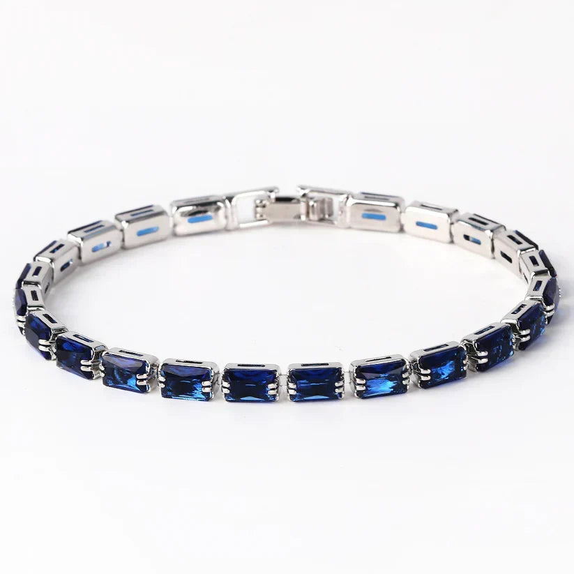 Pulseira Elegante com Pedras de Safira