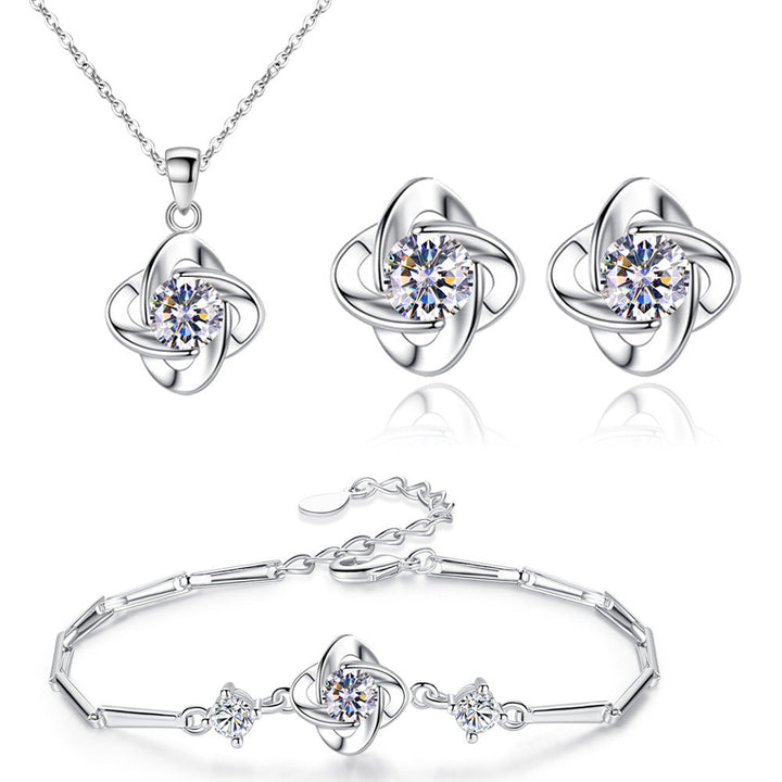 Conjunto Seren com Trevo de Quatro Folhas | Ouro Branco