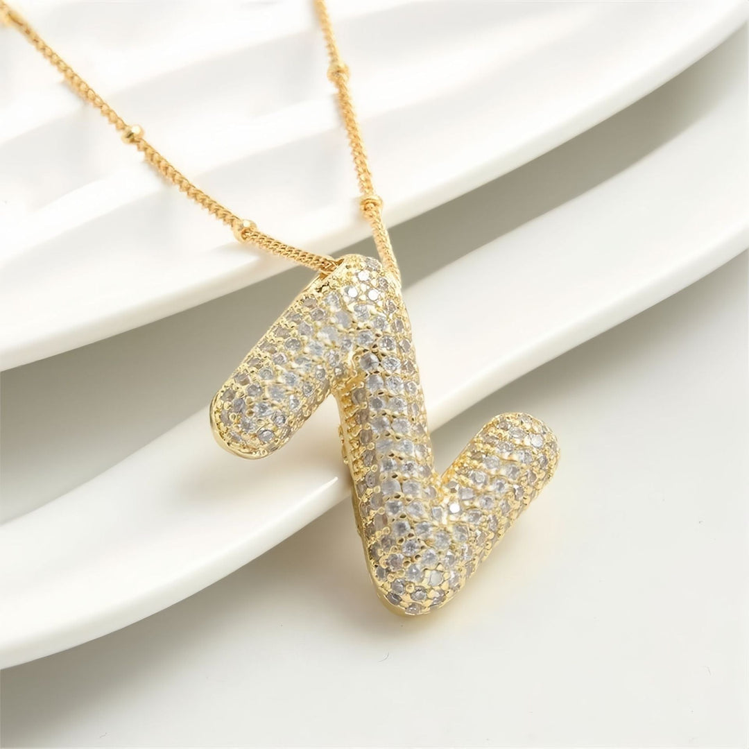 Colar Brilhante com Inicial Bubble A–Z