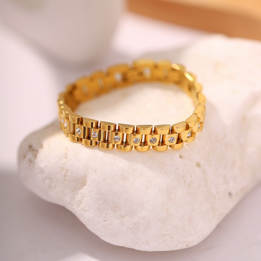 Pulseira Dourada em Estilo Bracelete de Relógio