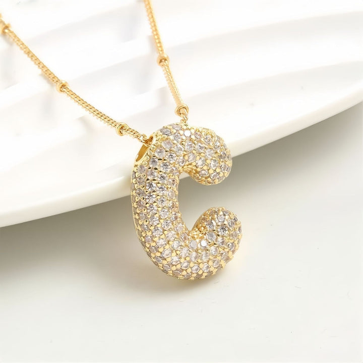 Colar Brilhante com Inicial Bubble A–Z