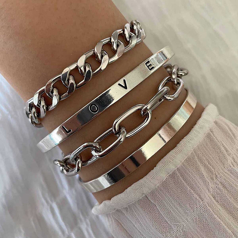 Conjunto de Pulseiras Elan Mercer | Ouro Branco