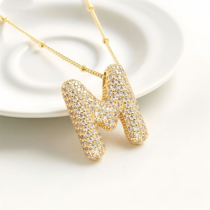 Colar Brilhante com Inicial Bubble A–Z