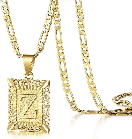 Colar com Letra Quadrada, Banhado a Ouro 18K