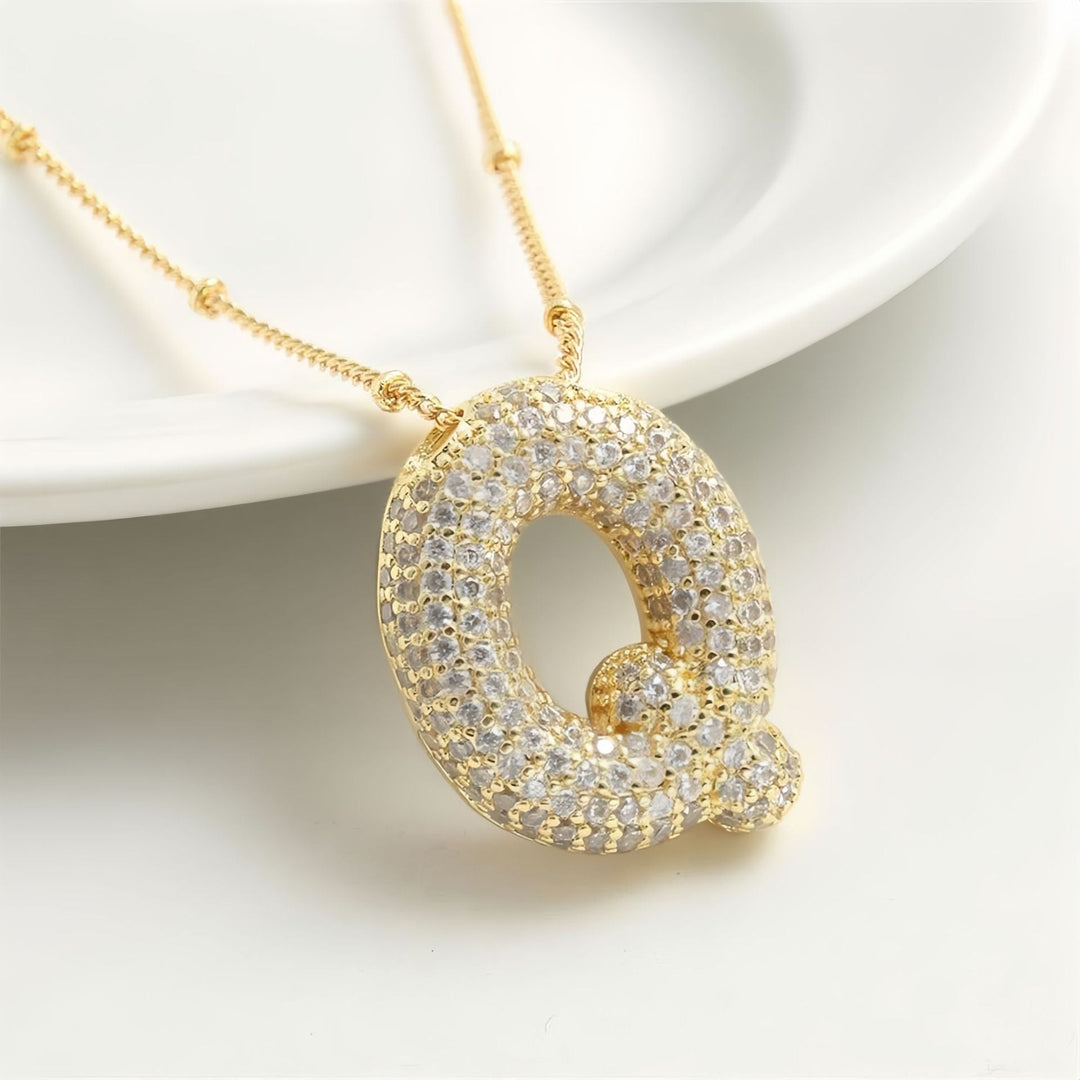 Colar Brilhante com Inicial Bubble A–Z