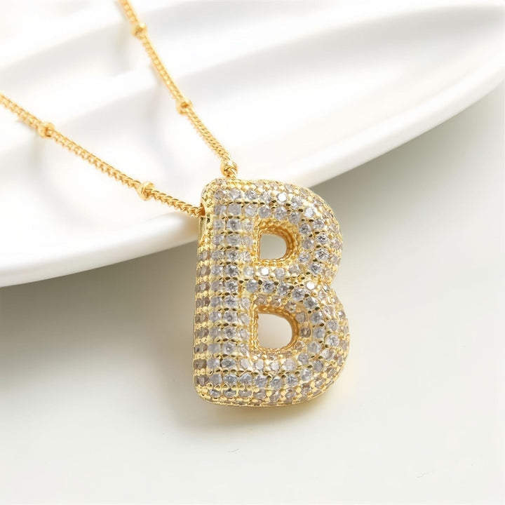 Colar Brilhante com Inicial Bubble A–Z