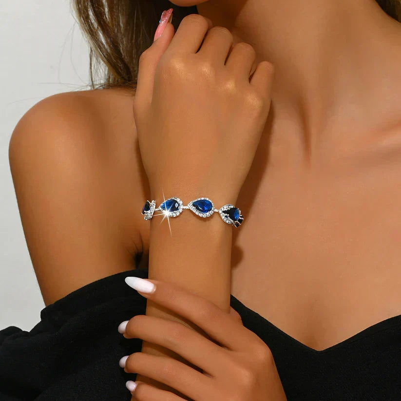 Pulseira Prateada com Safira