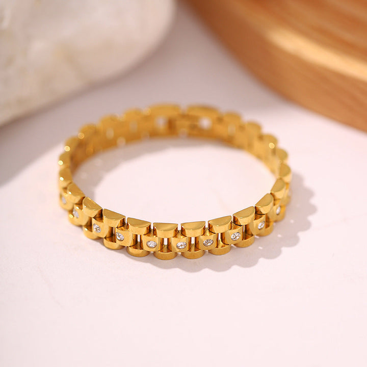 Pulseira Dourada em Estilo Bracelete de Relógio