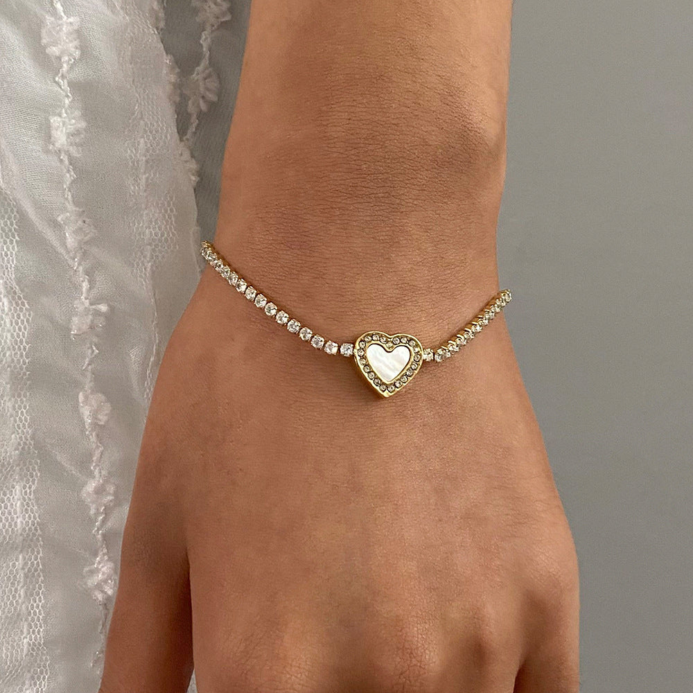 Pulseira Ténis Cameron com Corações e Pedrinhas