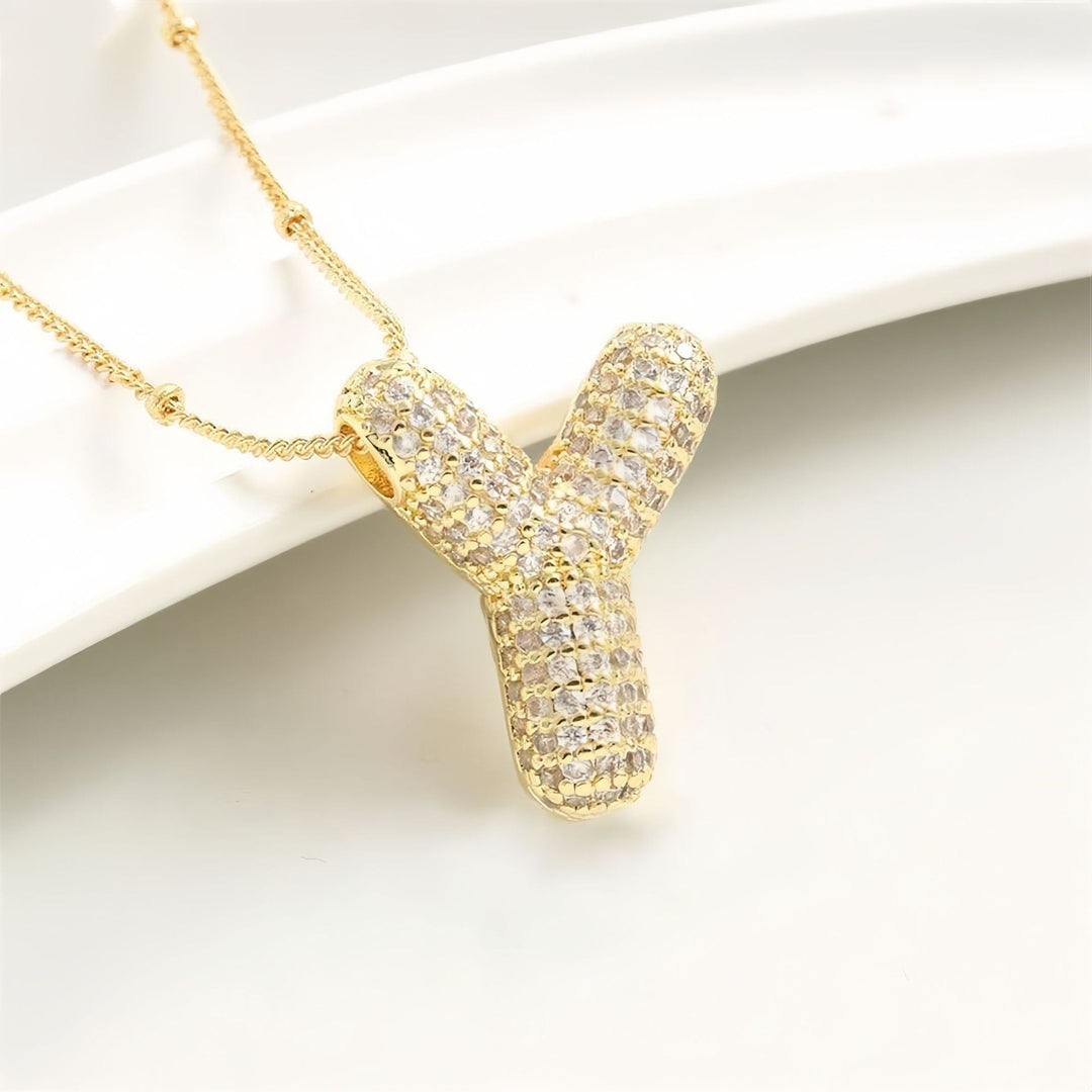 Colar Brilhante com Inicial Bubble A–Z