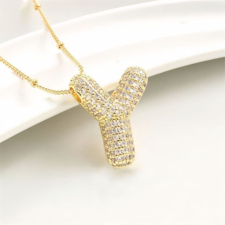Colar Brilhante com Inicial Bubble A–Z