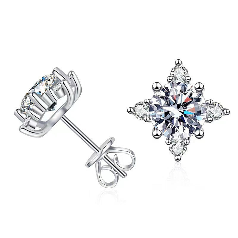 Brincos Aurelie com Flor | Ouro Branco