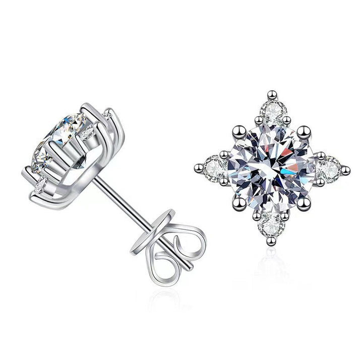 Brincos Aurelie com Flor | Ouro Branco