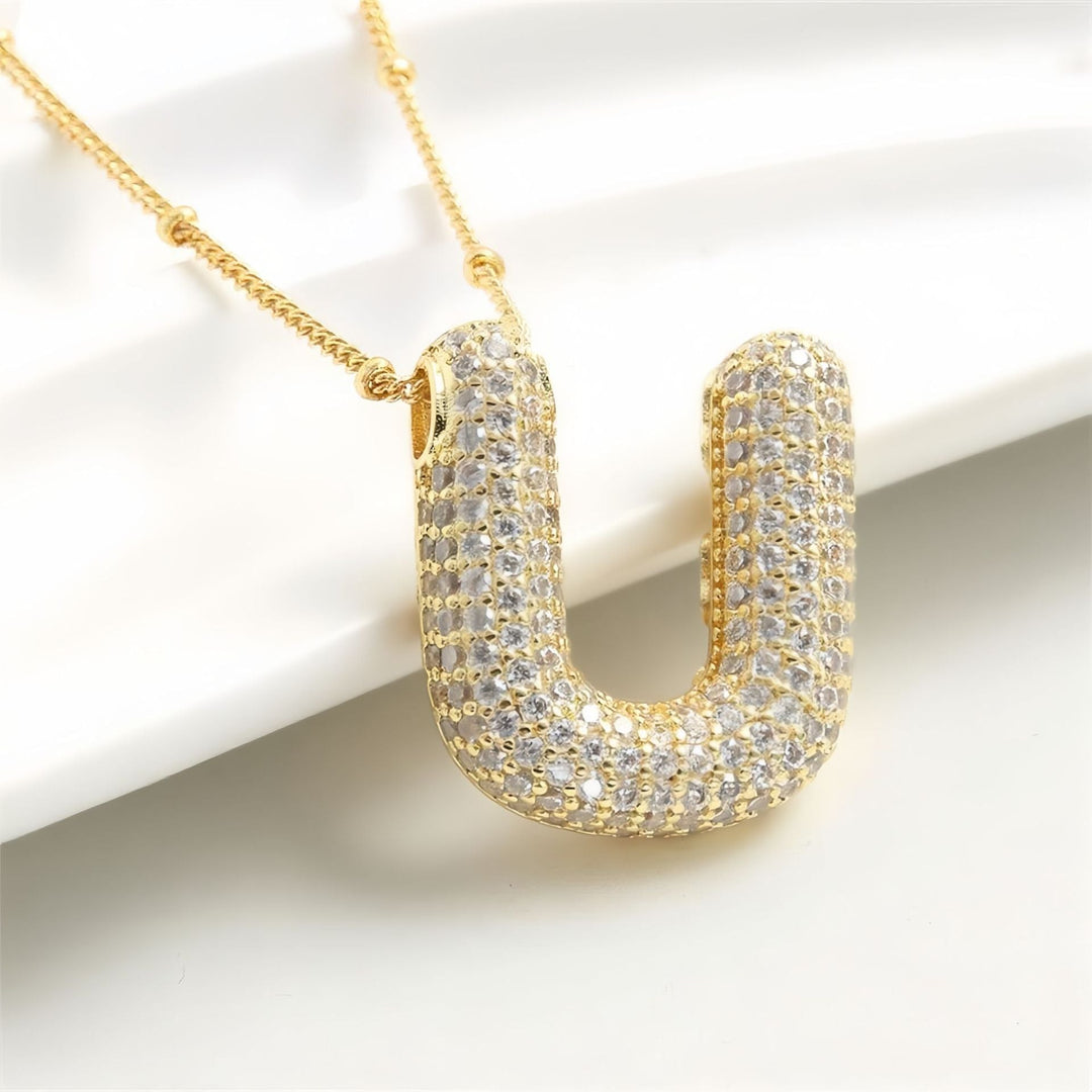 Colar Brilhante com Inicial Bubble A–Z