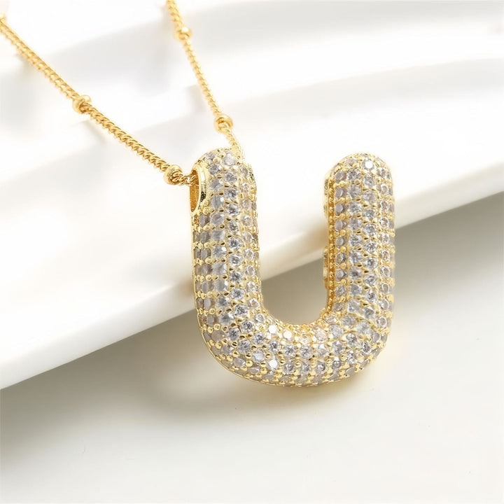 Colar Brilhante com Inicial Bubble A–Z
