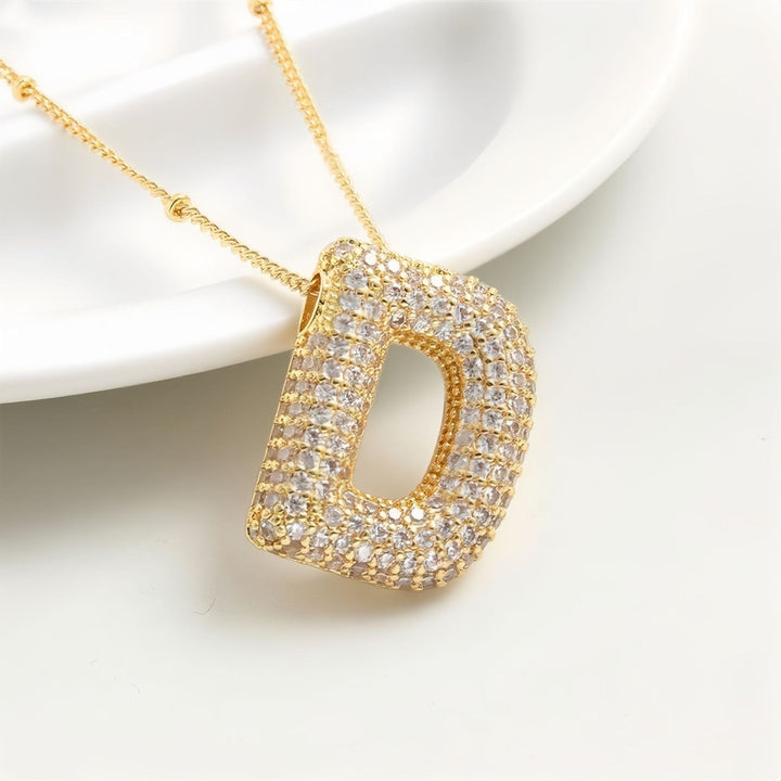 Colar Brilhante com Inicial Bubble A–Z