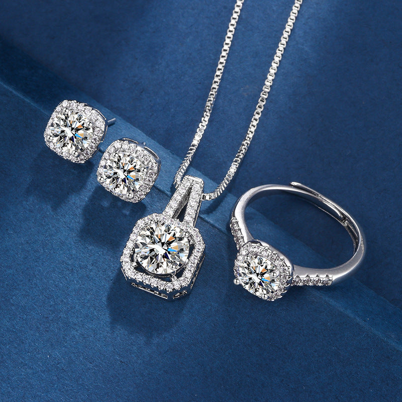 Conjunto de Joias Exclusivo Aria com Lapidação Quadrada em Ouro Branco