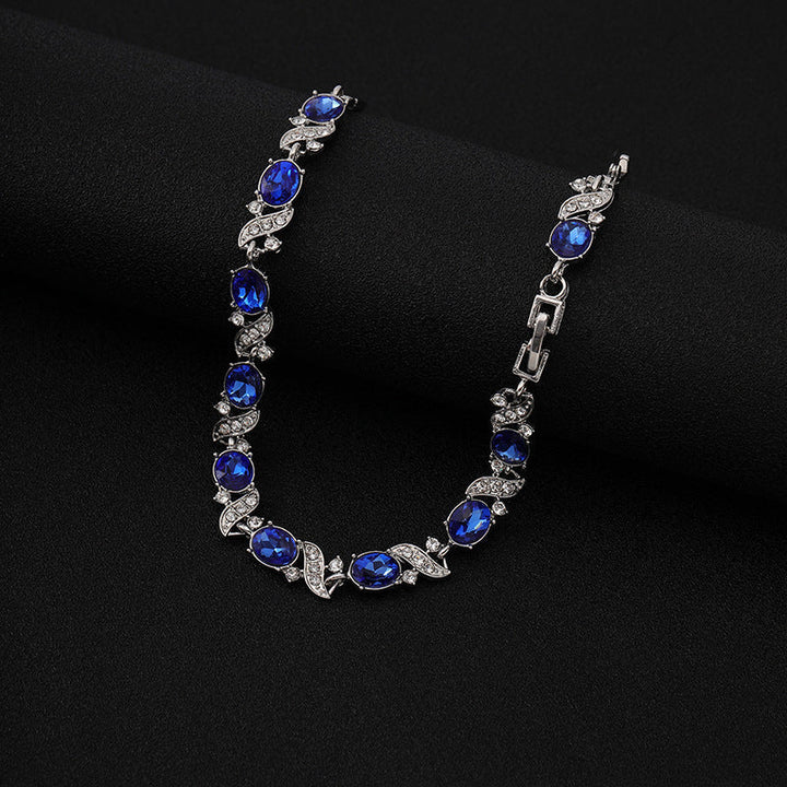 Pulseira Prateada com Safira