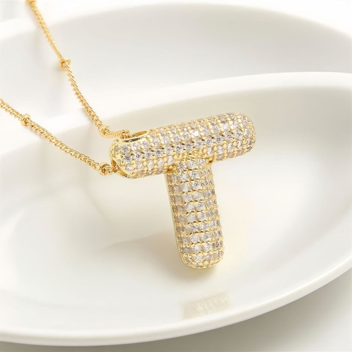 Colar Brilhante com Inicial Bubble A–Z
