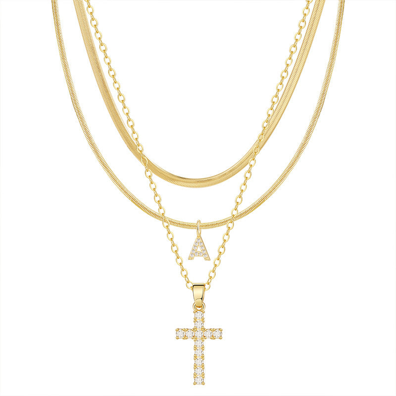 Conjunto Dourado com Cruz e Inicial