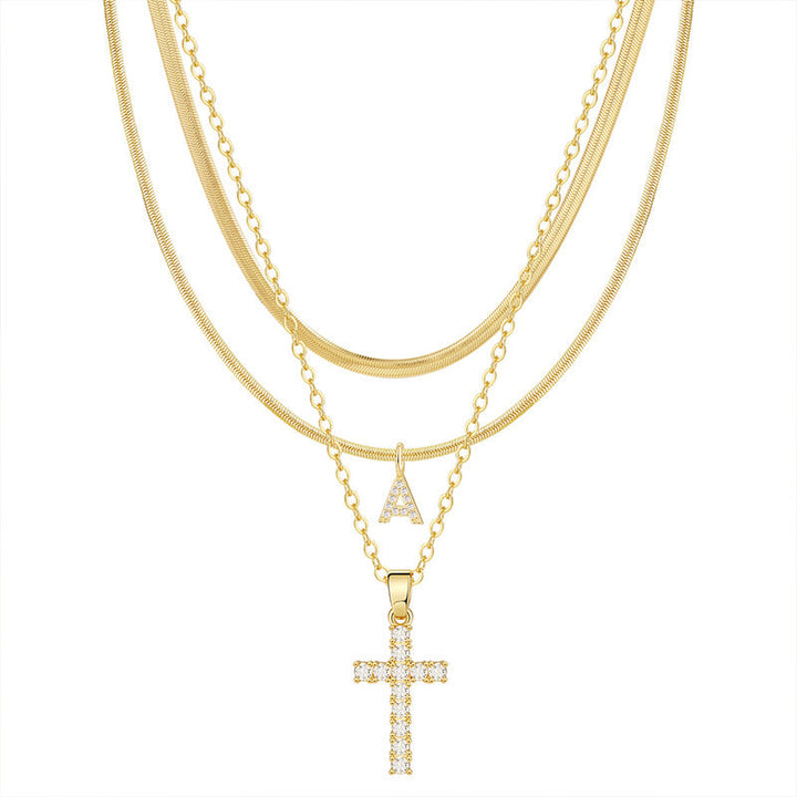Conjunto Dourado com Cruz e Inicial