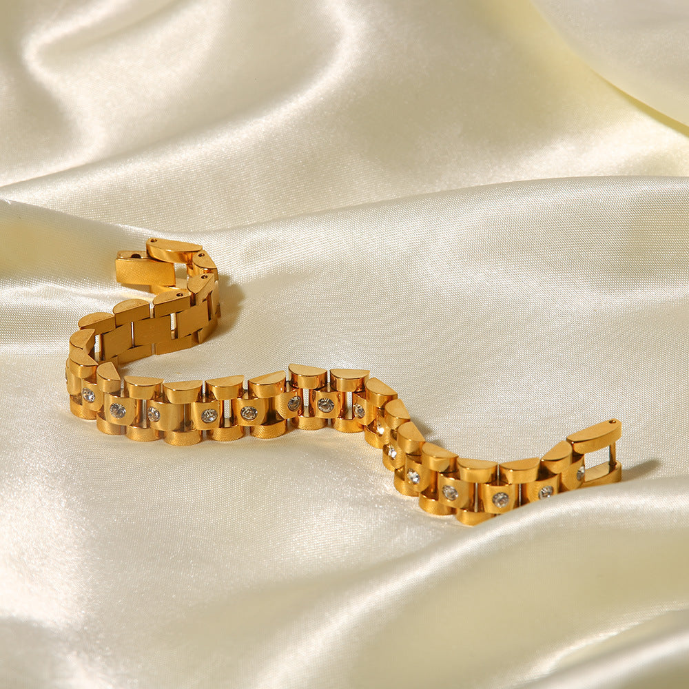 Pulseira Dourada em Estilo Bracelete de Relógio
