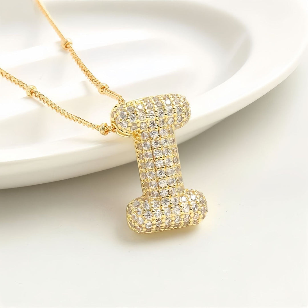 Colar Brilhante com Inicial Bubble A–Z