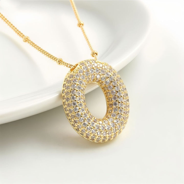 Colar Brilhante com Inicial Bubble A–Z