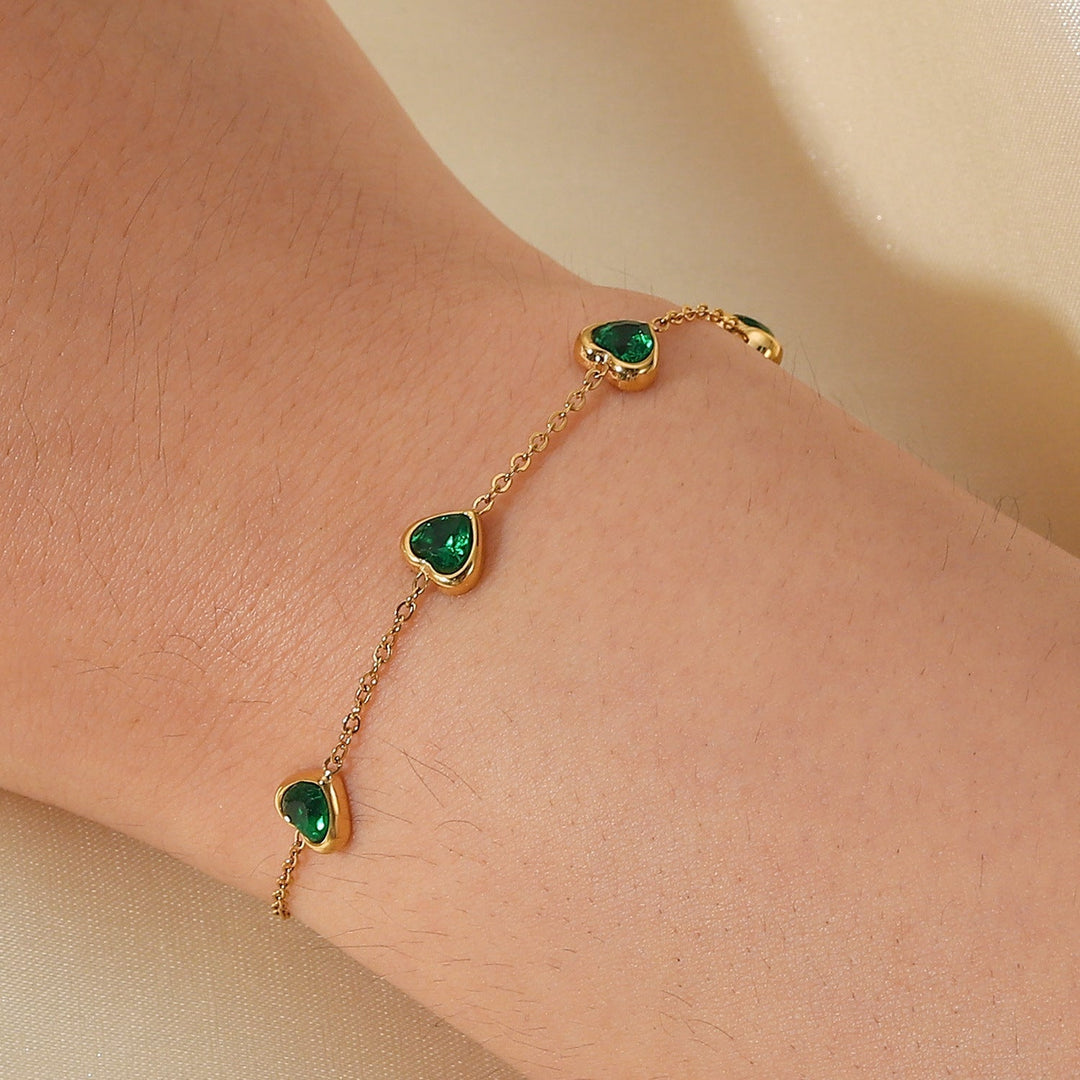 Pulseira Francia com Coração Verde