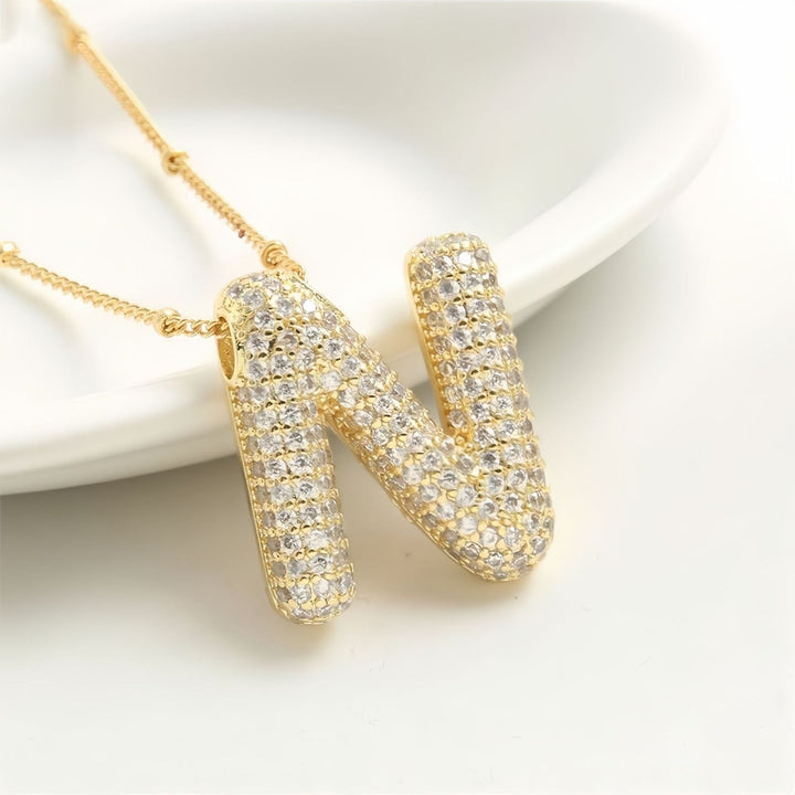 Colar Brilhante com Inicial Bubble A–Z