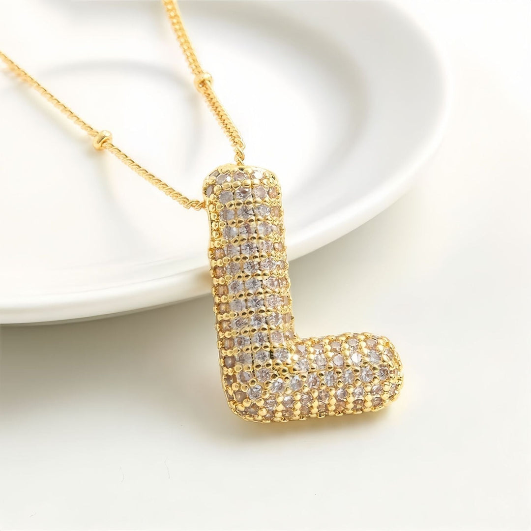 Colar Brilhante com Inicial Bubble A–Z