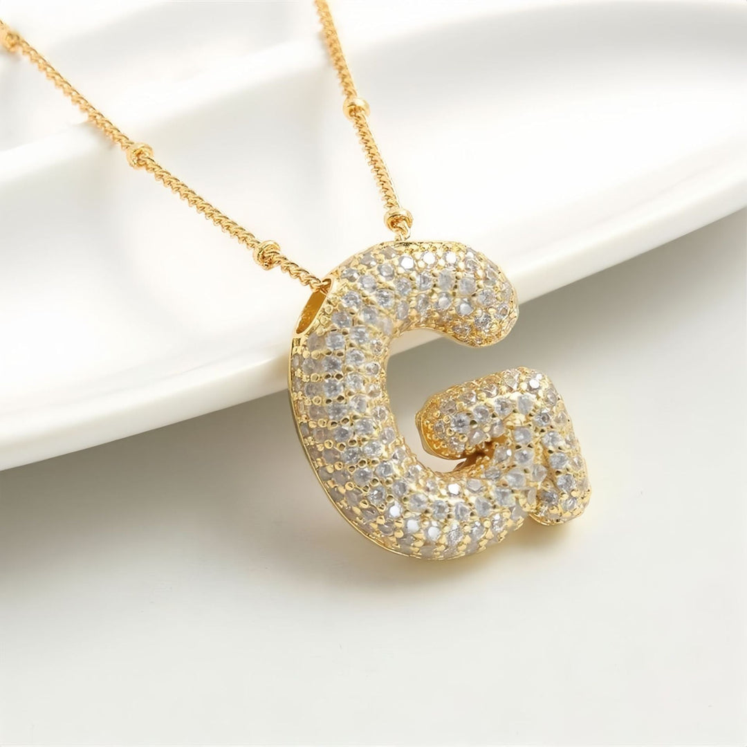 Colar Brilhante com Inicial Bubble A–Z