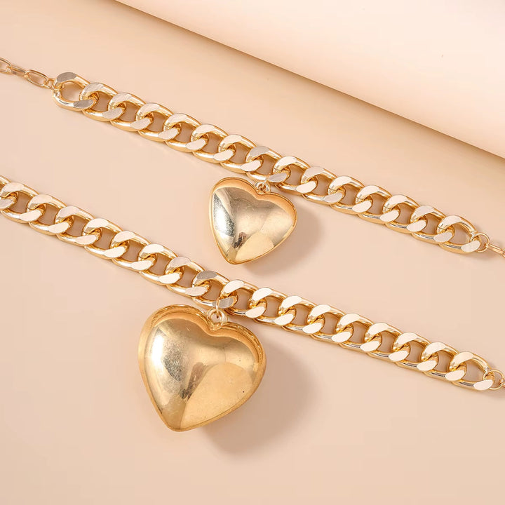 Conjunto de 2 Colares Marcantes com Coração Grande