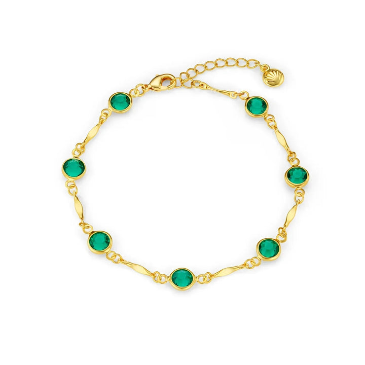 Pulseira de Elos com Esmeraldas | Ouro