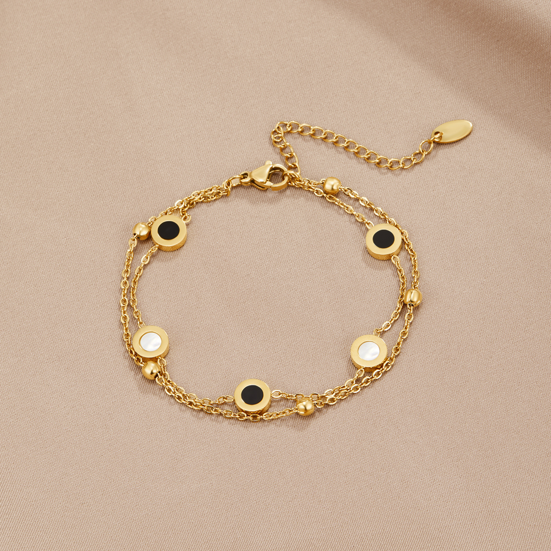 Pulseira de Ónix e Pedra Branca