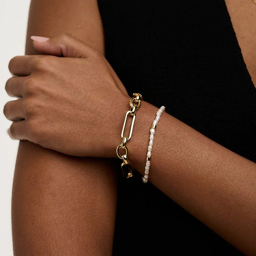 Pulseira de Elos com Fecho em T | Ouro