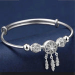 Pulseira Ajustável com Três Folhas, Prata 925